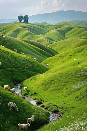 草原牧场草场旅游摄影图