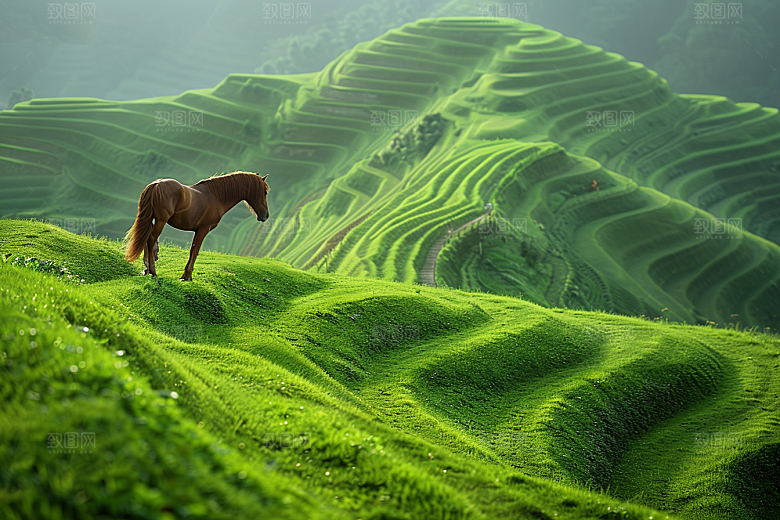 草原牧场旅游风吹草低见牛羊摄影图