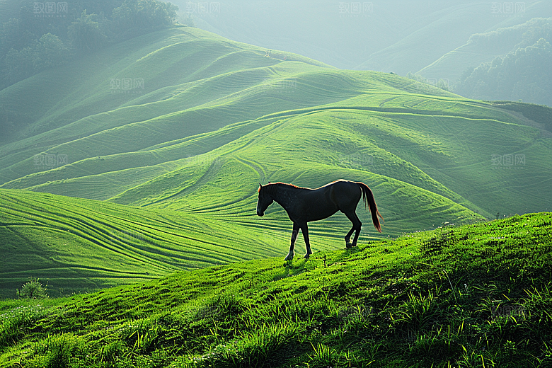 草原牧场内蒙古草场摄影图