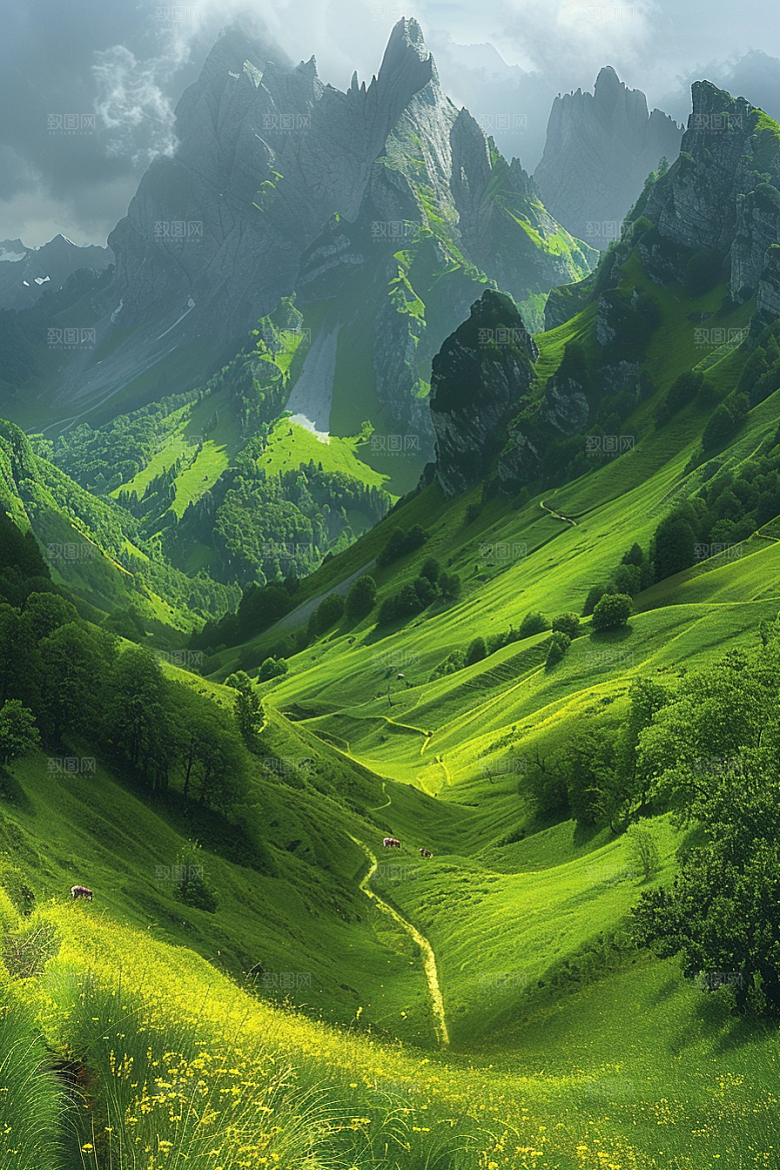 草原牧场风光草场摄影图