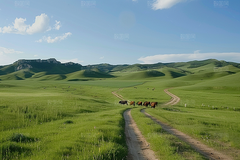 草原牧场旅游西北摄影图