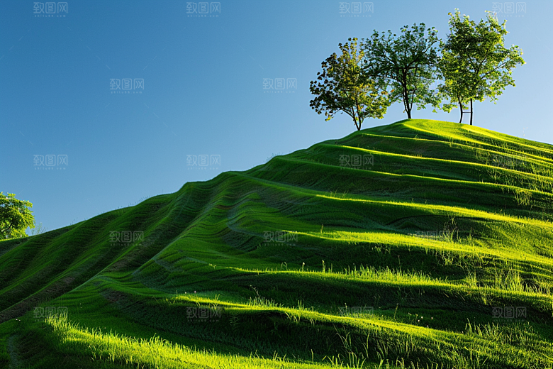草地绿色七月摄影图