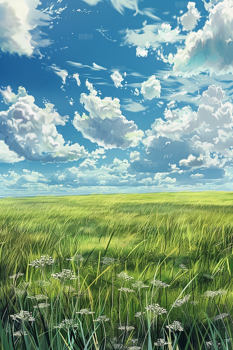 草地草原夏天摄影图