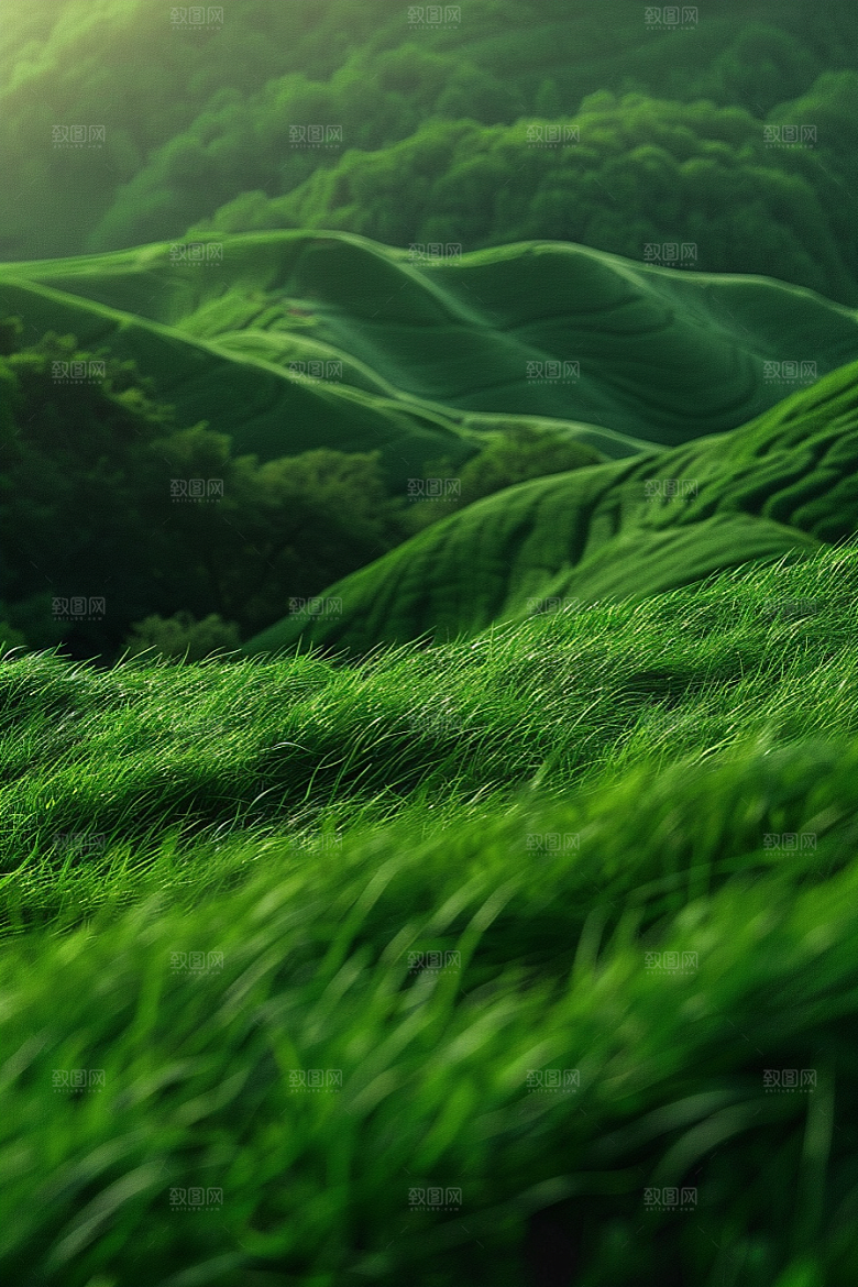 草地七月山野摄影图
