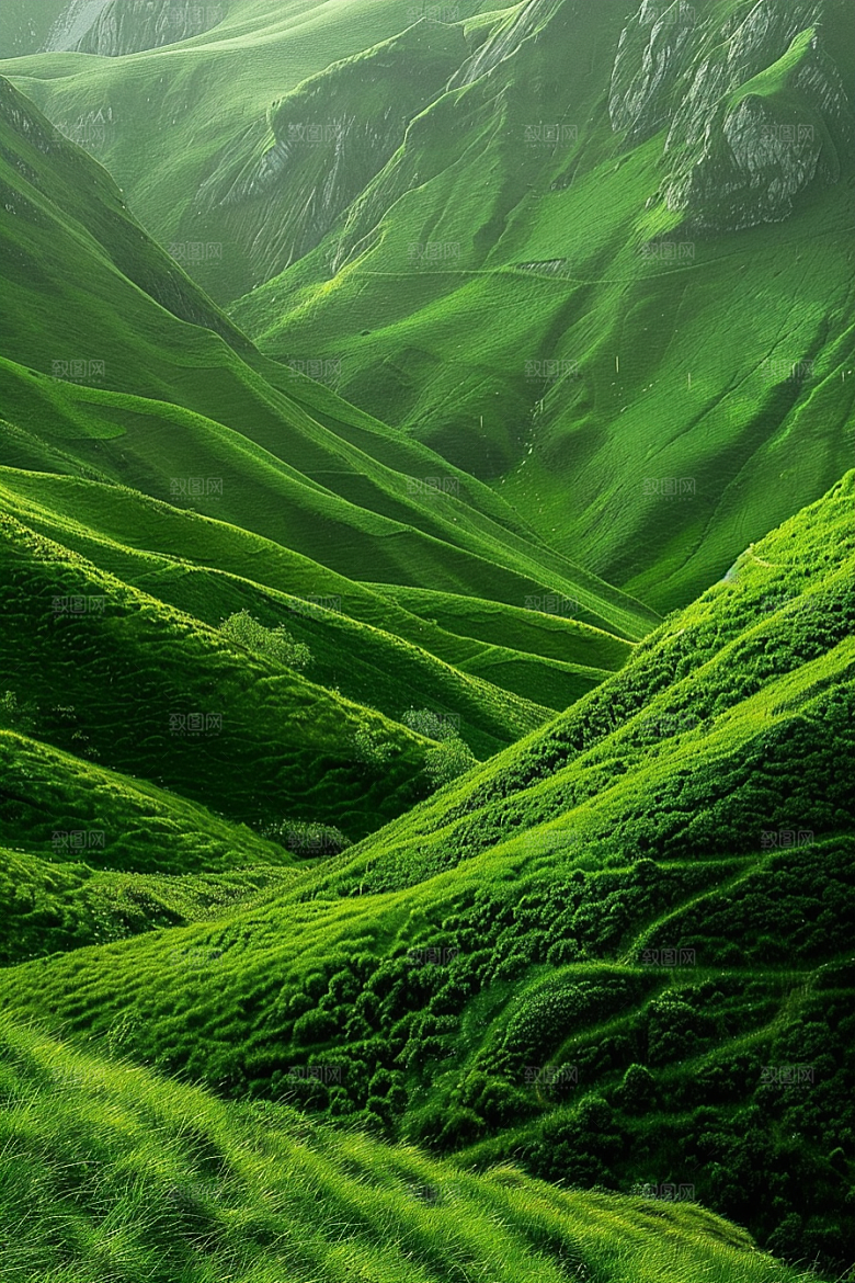 草地夏天山野摄影图