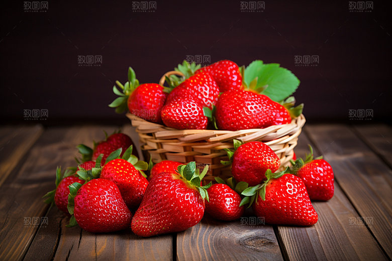草莓高清美食摄影图