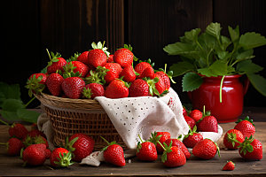 草莓果篮春季上新摄影图
