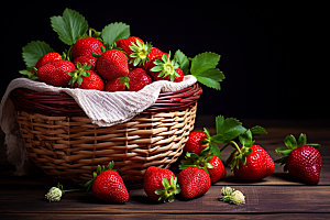 草莓高清果篮摄影图