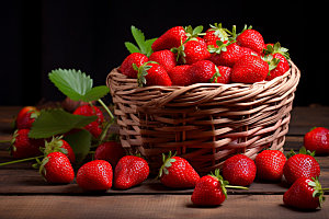 草莓美食果篮摄影图