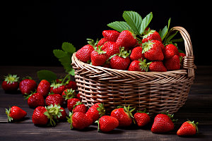 草莓果篮美味摄影图