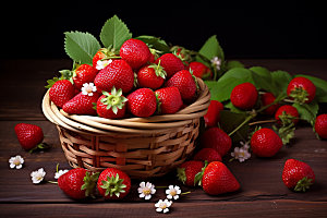 草莓美食果篮摄影图