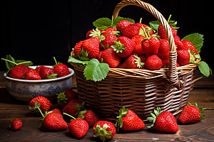 草莓美味果篮摄影图