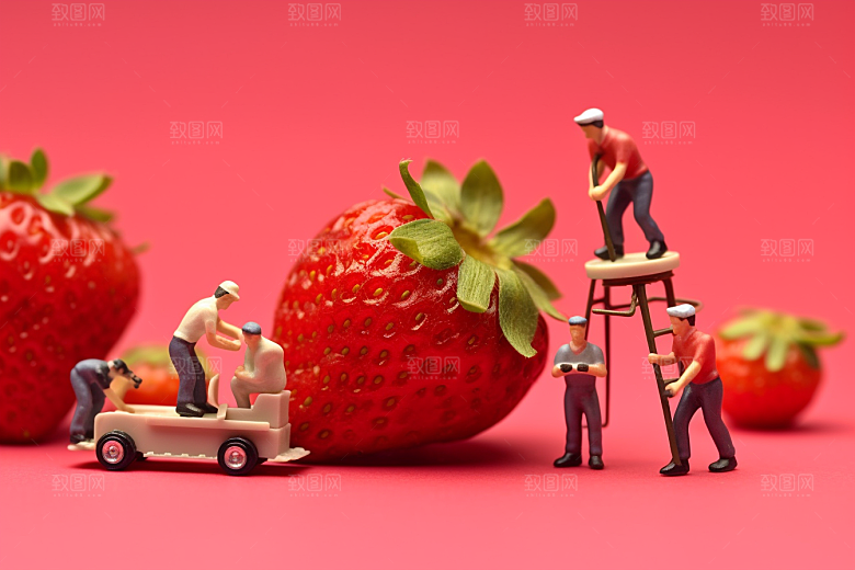 草莓3D农业微距小人