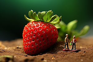 草莓农业美味微距小人