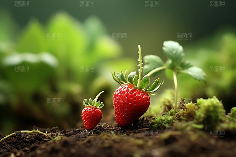 草莓生产立体微距小人