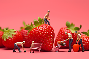 草莓3D采摘微距小人