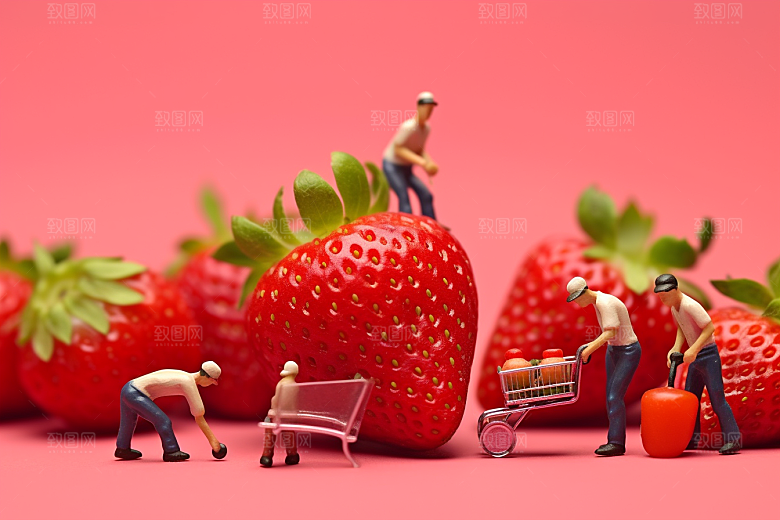 草莓3D采摘微距小人