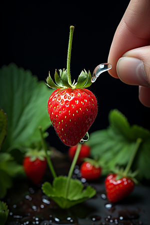 草莓生产立体微距小人