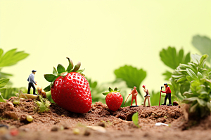 草莓立体生产微距小人