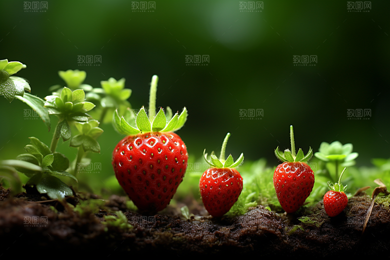 草莓莓果3D微距小人