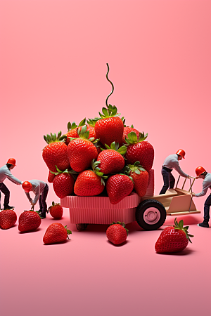 草莓农业生产微距小人