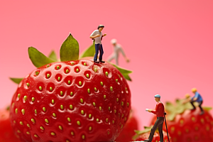 草莓立体农业微距小人