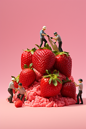 草莓立体生产微距小人