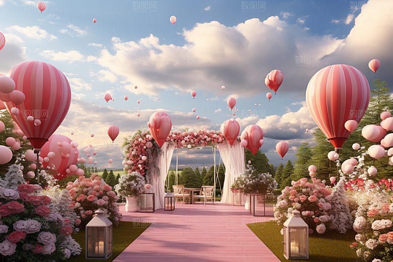 草坪婚礼鲜花高清素材
