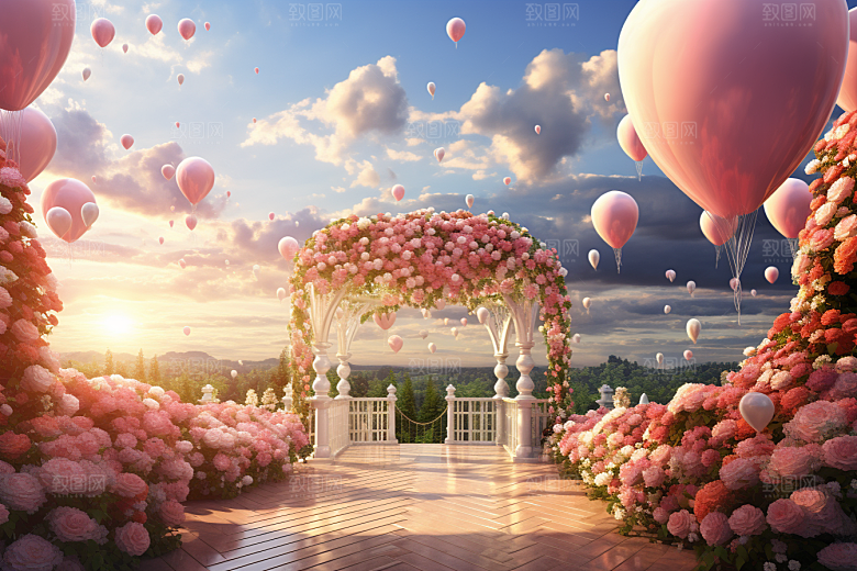 草坪婚礼梦幻爱情素材