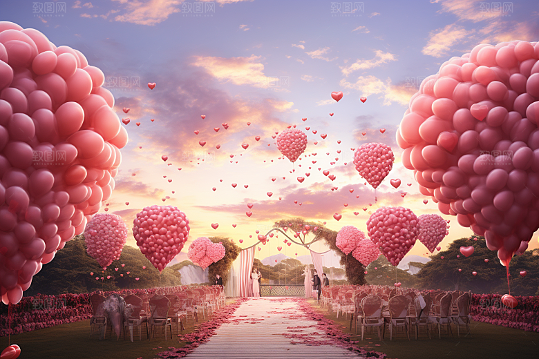 草坪婚礼梦幻场地布置素材