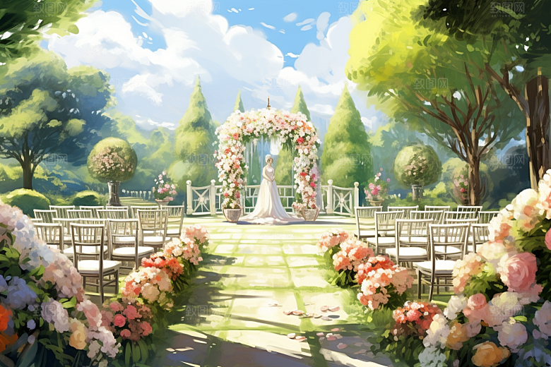 草坪婚礼梦幻户外婚礼素材