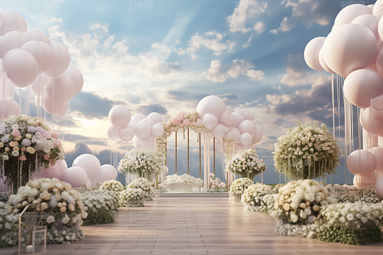 草坪婚礼浪漫场地布置素材
