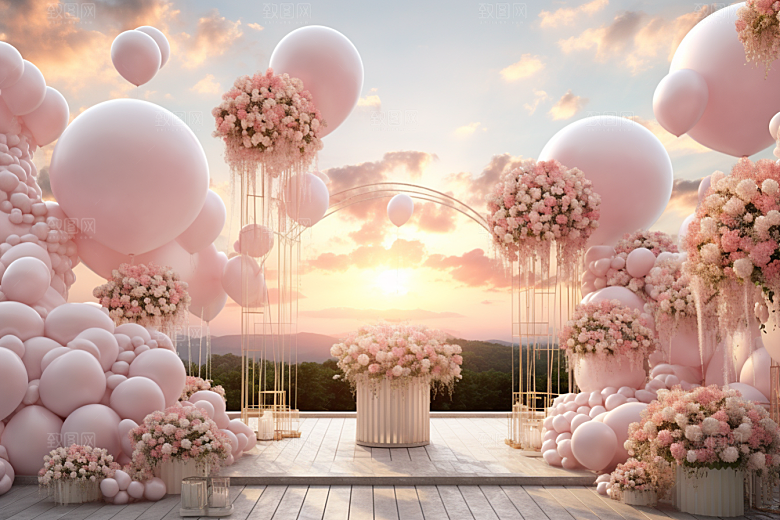 草坪婚礼梦幻浪漫素材