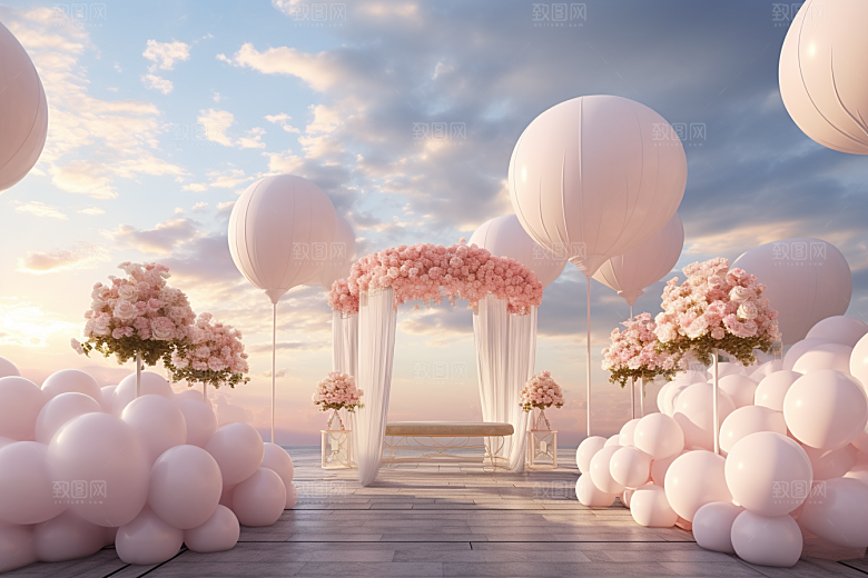 草坪婚礼户外婚礼梦幻素材