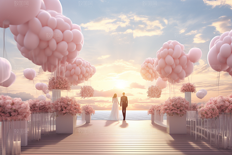 草坪婚礼爱情梦幻素材