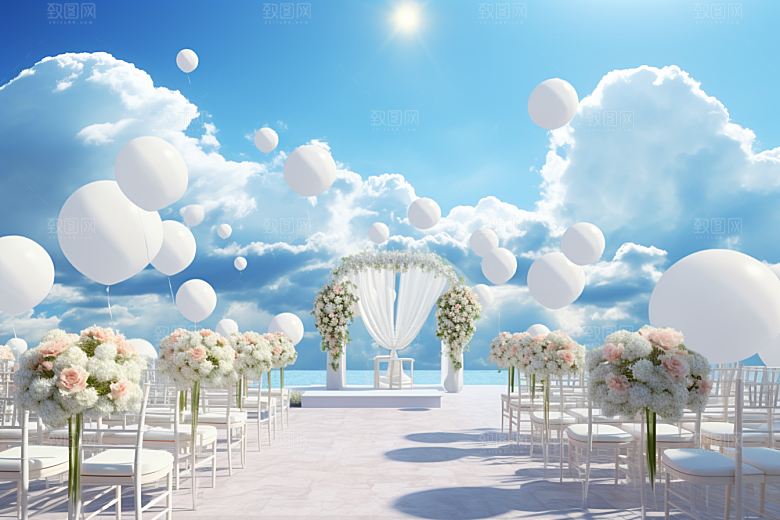 草坪婚礼爱情鲜花素材