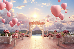 草坪婚礼梦幻唯美素材