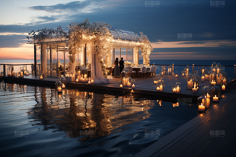 草坪婚礼场地布置浪漫素材