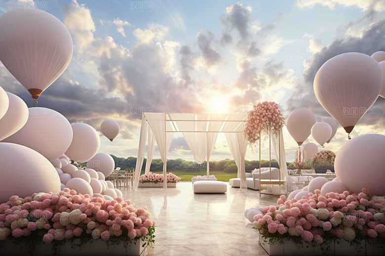 草坪婚礼梦幻浪漫素材