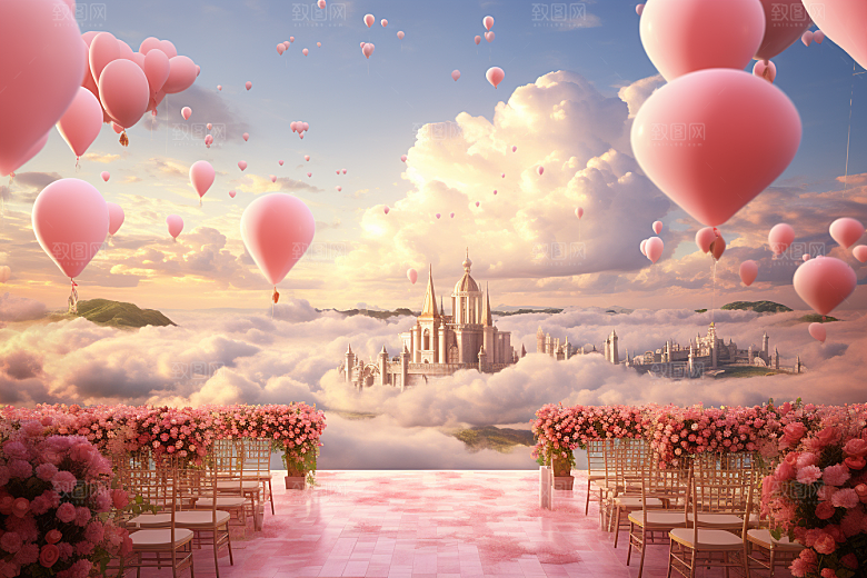 草坪婚礼梦幻爱情素材