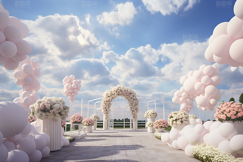 草坪婚礼仪式浪漫素材