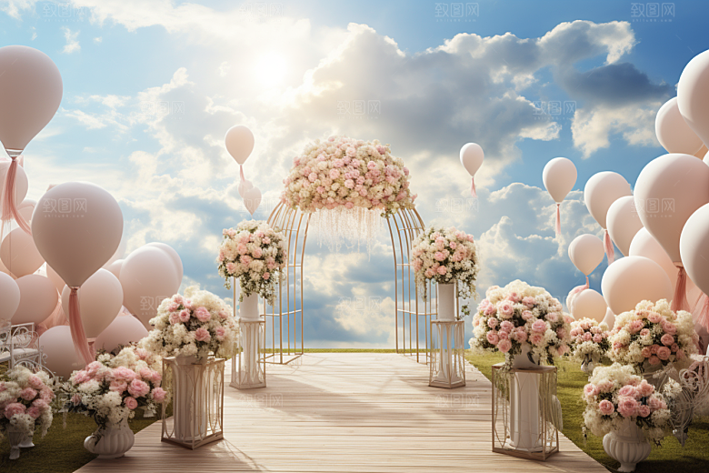 草坪婚礼浪漫梦幻素材