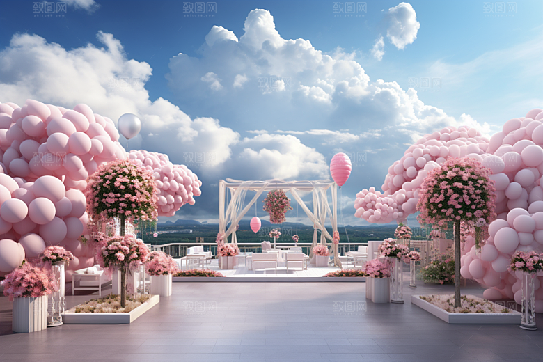 草坪婚礼梦幻高清素材
