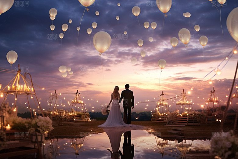 草坪婚礼梦幻浪漫素材