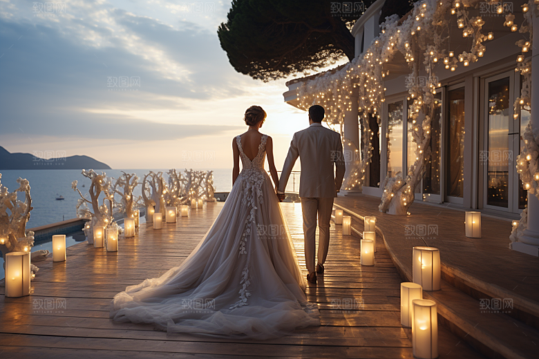 草坪婚礼仪式梦幻素材
