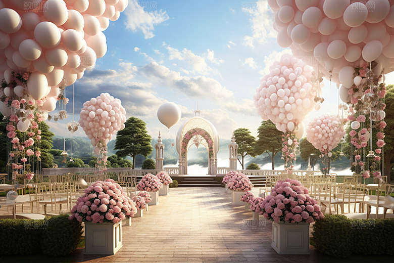 草坪婚礼浪漫梦幻素材