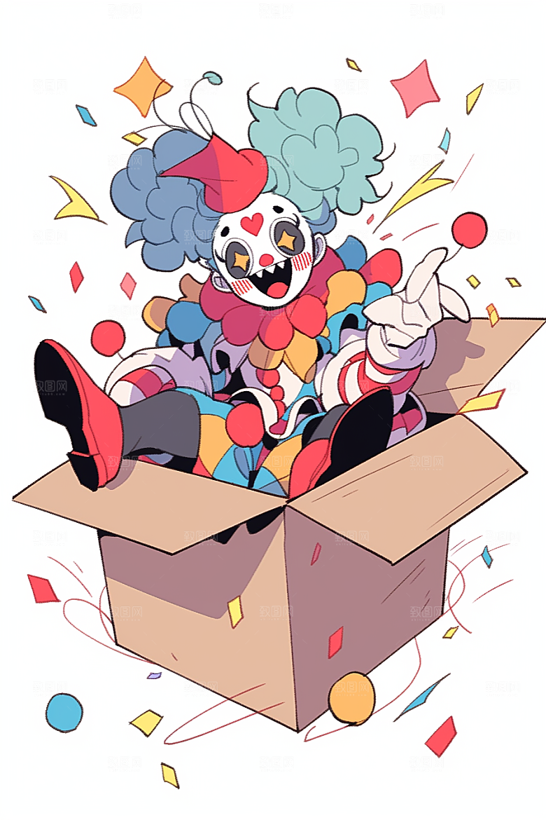 愚人节小丑氛围彩色插画