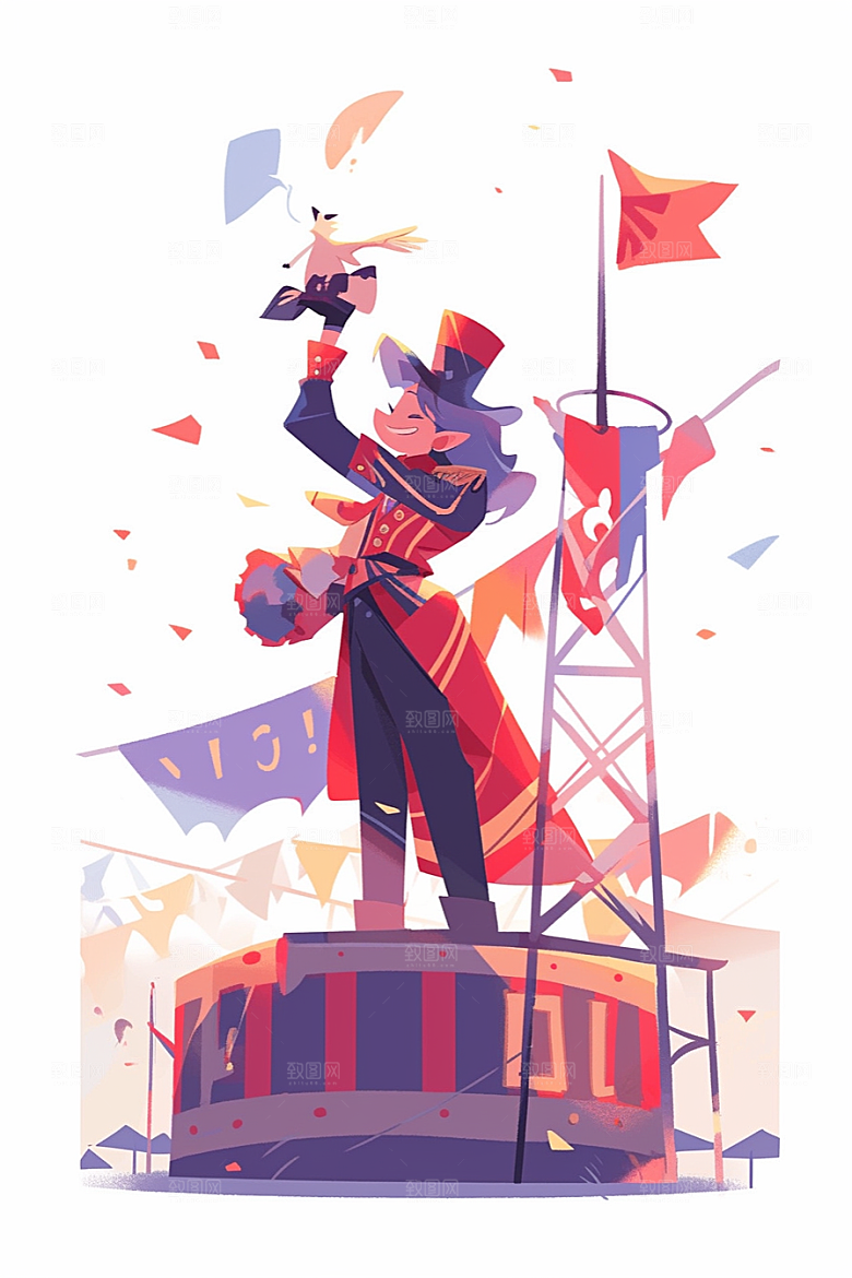 愚人节小丑可爱氛围插画