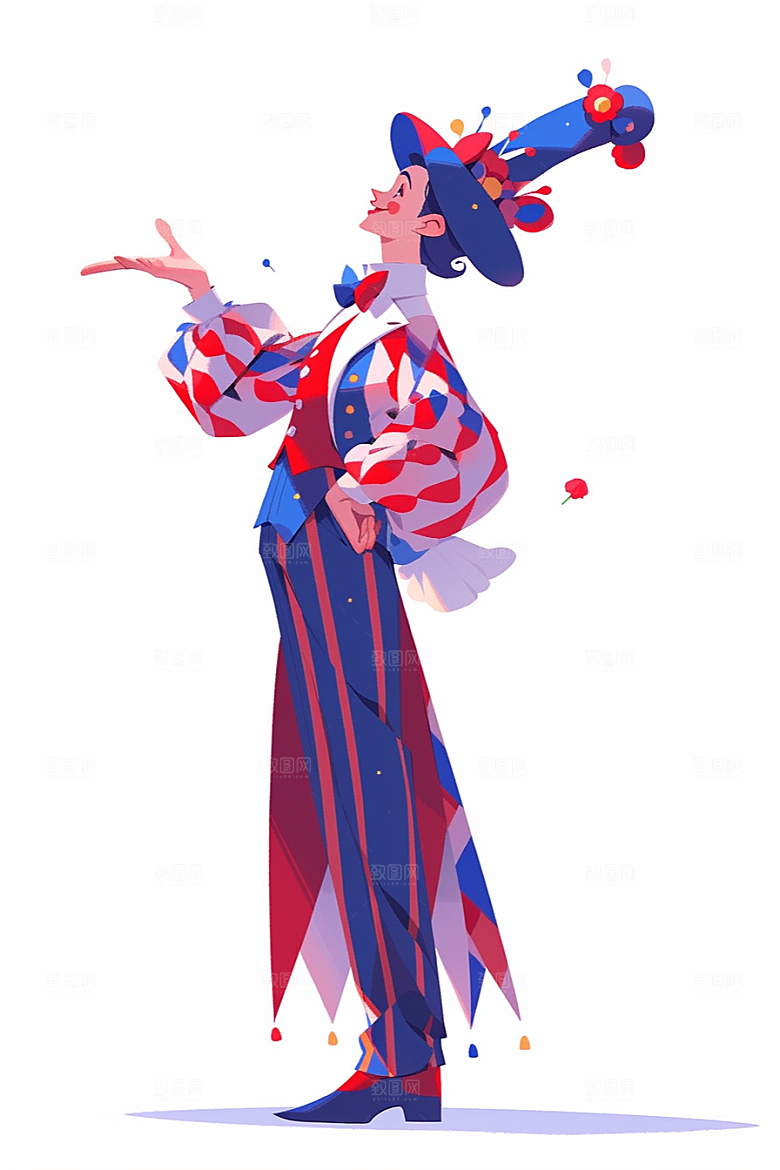 愚人节小丑氛围节日插画