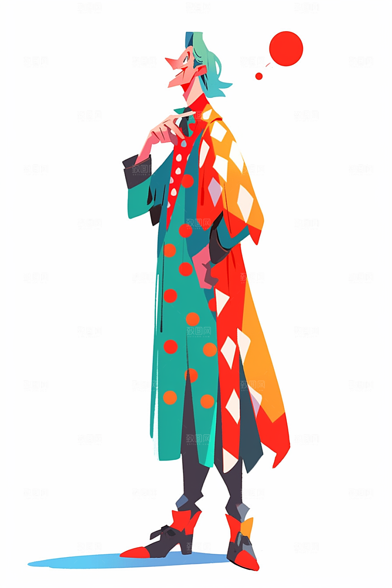 愚人节小丑彩色节日插画